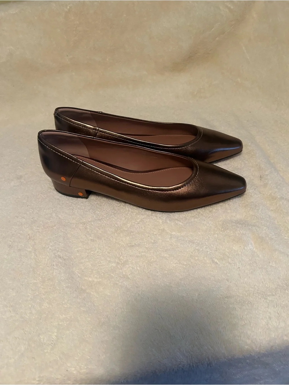 Gorgeous Paolo Metallic Chocolate Pointed Toe Flats